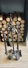 Wrought Iron Fire Pokers set on stand excellent condition 