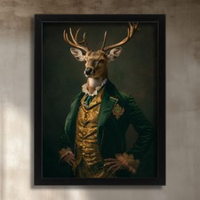 Gentleman Stag Wall Art Print Vintage Deer In A Suit Portrait Stag Home Decor 