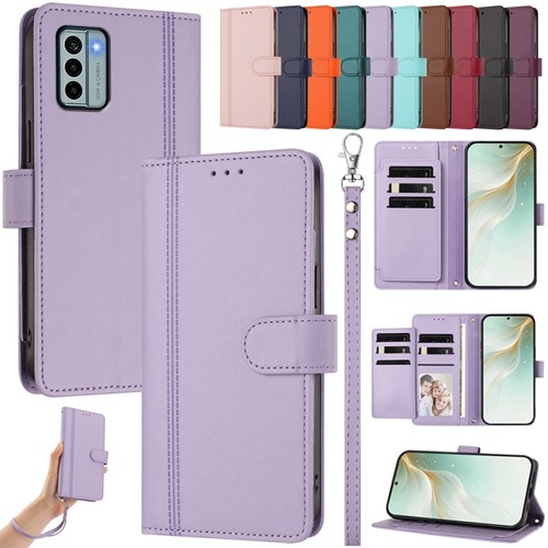 Leather magnetic flip wallet - leather,