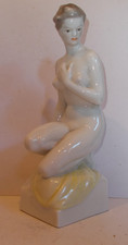 Nude Art Deco Lady Hollohaza Kezzel Festett Tall Figurine Hungarian Porcelain