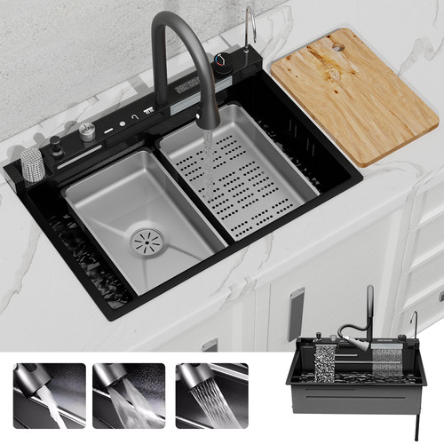 Led inset kitchen sink set - led,