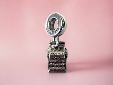 RETIRED Pandora Sterling Silver Cubic Zirconia & Enamel Typewriter Dangle Charm