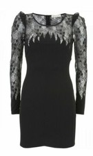 New Kate Moss Party Bodycon Stretch Lace Topshop Flame Dress Size 14 16 Look
