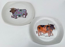 Two Vintage English Ironstone Pottery Beefeater Steak and Grill Plates 1970s.