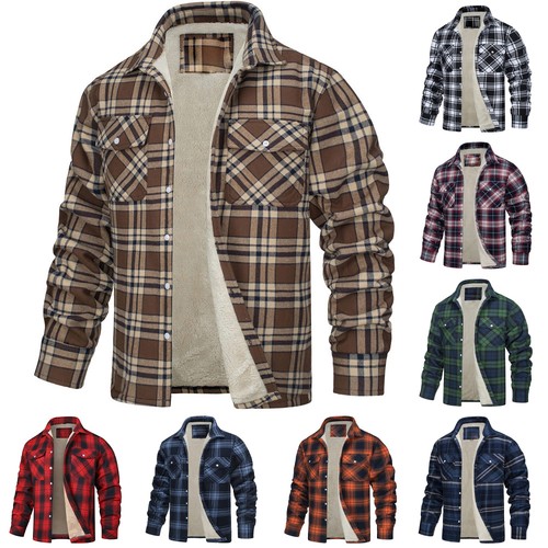 Men check coat fleece furs - men,