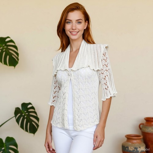 Vintage boho cardigan ivory - vintage,
