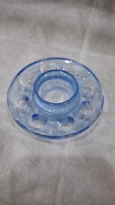 Old Vintage Retro Blue Glass Flower Frog Vase Cetre Middle Round Deco