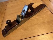 Vintage Wooden Jointer/Try Plane 22" Mahogany Steel And Brass Infill Plane Rare