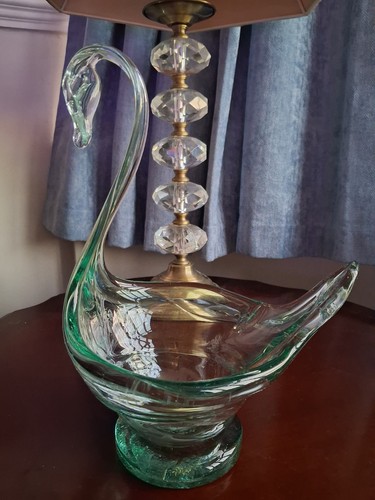 Vintage glass swan planter - vintage,