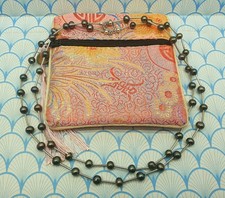 Vintage 925 Sterling Silver Tube Bead Black Freshwater Pearl Necklace with Pouch