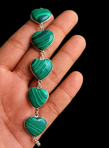 Green malachite gemstone 925 - green,