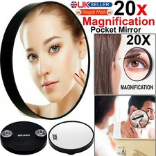 20X Magnifying Mirror Eye Makeup Handheld Eyebrow Tweezing Eye Pocket Vanity UK