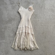 Beautiful Designer Zone Bleue Cream Knitted fairycore Laces Appliqué  Dress 🩷