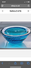 Whitefriars Turquoise controlled bubble gass dish.Excellent condition