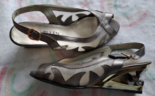 Ladies shoes with unusual heel shape - size 37 - grey/bronze colour