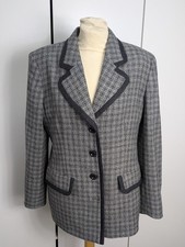 Luisa Spagnoli Jacket Size 12 IT 44 Black Grey  Wool Blend