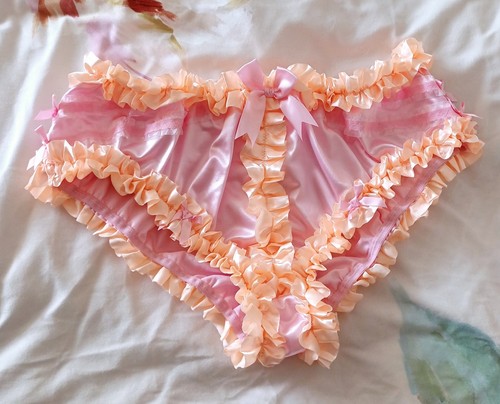 Cheeky girly sissy pink silk - girly,