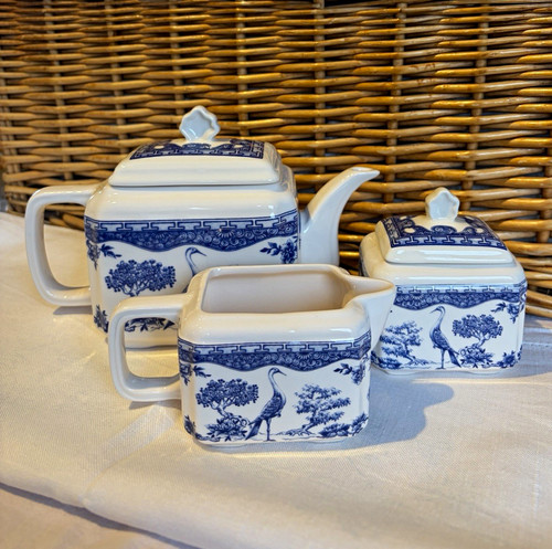 Wade blue white crane birds - &,