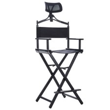 Folding Makeup/Sport/Directors Chair Portable Tall Footstool Portable W/Headrest