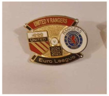 2024-25 United v Rangers of Glasgow Euro league badge from Manchester
