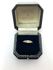 Fire Opal Ring 9ct Gold Half Eternity Opal Gold Ring - Size L  1/2