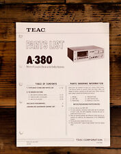 Teac A-380 Cassette Parts List Service Manual *Original*