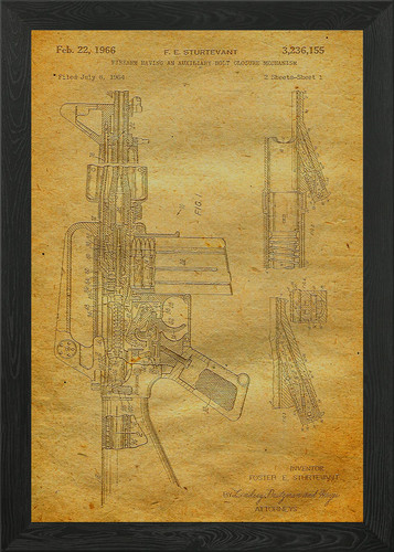 M16 rifle patent framed wall - rifle,
