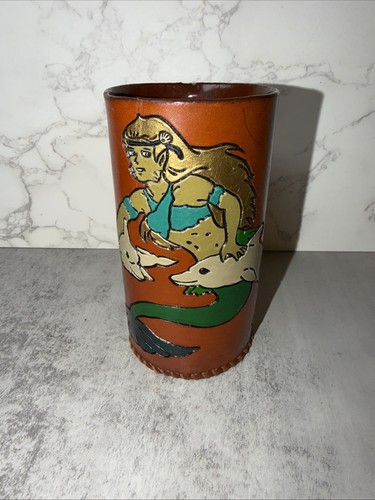 Vintage leather tankard mug - leather,