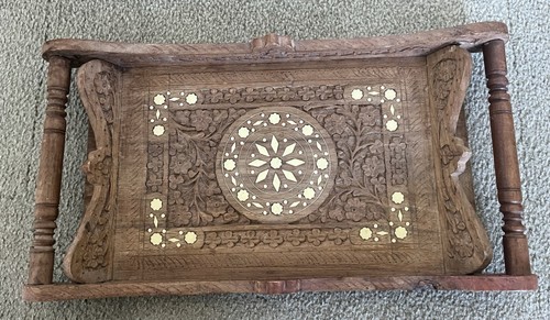 Vintage wood carved sleigh - vintage,