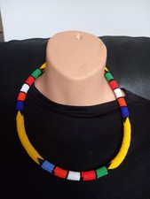 African Jewellery Handmade Zulu beads Necklace/Headband Yellow / Multicoloured