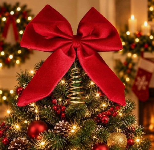 New christmas velvet bow - new, red