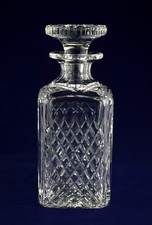 Stuart Crystal "HARDWICKE" Square Whiskey Decanter 8-1/2" Tall - Perfect