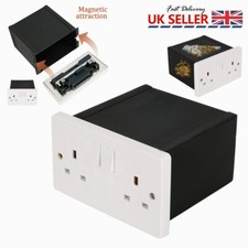 Double Plug Socket Storage Box Wall Safe Metal Secret Security Hidden Stash Safe