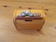 Kids wooden treasure chest/money box with tractor detail on lock.  