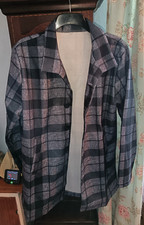 MEN JACKET COAT UNLINED SOFT FEEL MATERIAL BLACK @ GREY CHECK SMART XL 46" CHEST