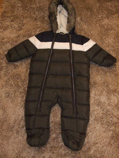 FRED & FLO BABY SNOWSUIT, FUR TRIMMED HOOD, 6-9 MONTHS, NEW