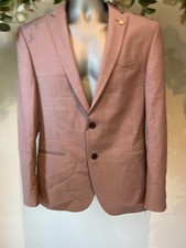 TED BAKER Suit Jacket Blazer Mens Size 40R Pink Slim Fit Wool Blend NEW
