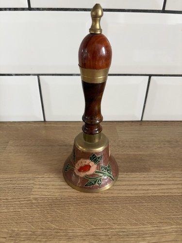 Vintage enamel floral - floral, brass