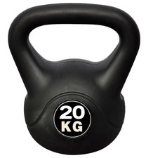 20kg Vinyl Kettlebell Black For Fitness Weight Exercise Home Gym Workout