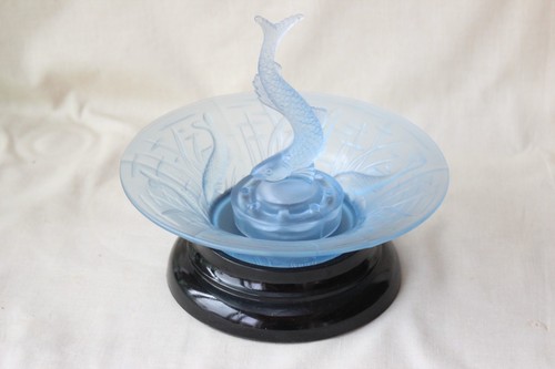 Art deco frosted blue glass - frosted, 3