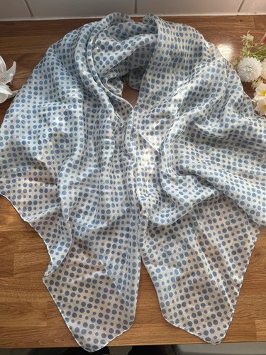 Blue polka dot scarf - polka, satin