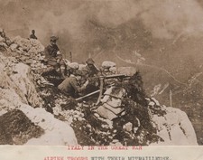WW1 Italian Alpini Dolomites man machine gun position 1917 - c1930s Photo