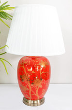 Red Gold Floral Pattern Oriental Porcelain Ceramic Table Lamp G2103