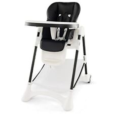 Folding Baby High Chair Adjustable Convertible High Chair W/Cushion-Black
