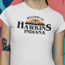 Welcome To Hawkins T-Shirt Top -  Upside Down Sci-fi Horror Drama Supernatural