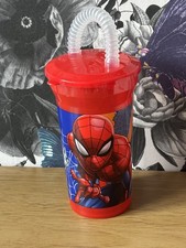Spider-Man Tumbler Cup With Straw Water Drinks Children Red
