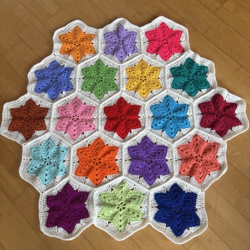 Crocheted star blanket bright - blanket,