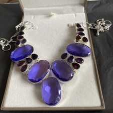 Statement Cocktail Necklace With Amethyst And Alexandrite Coloured Glass Stones