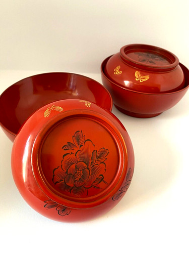 Japanese vtg lacquer bowl 2set - japanese,