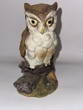 Vintage Porcelain Owl Figurine on Tree Branch Marked Crown A
